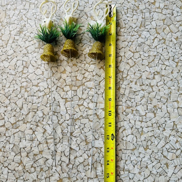 Vintage 70s Deer and bell Christmas Picks Ornaments - Picture 3 of 6